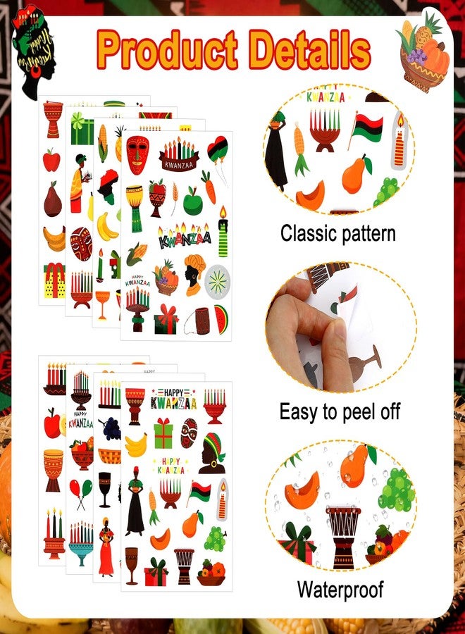 Fenreen Kwanzaa Stickers, 426 PCS Happy Kwanzaa Stickers for Kids, 24 Sheets Self-Adhesive African American Festival Holiday Sticker Crafted Decals for Scrapbooking Activity Decorations Party Favors - Image 3